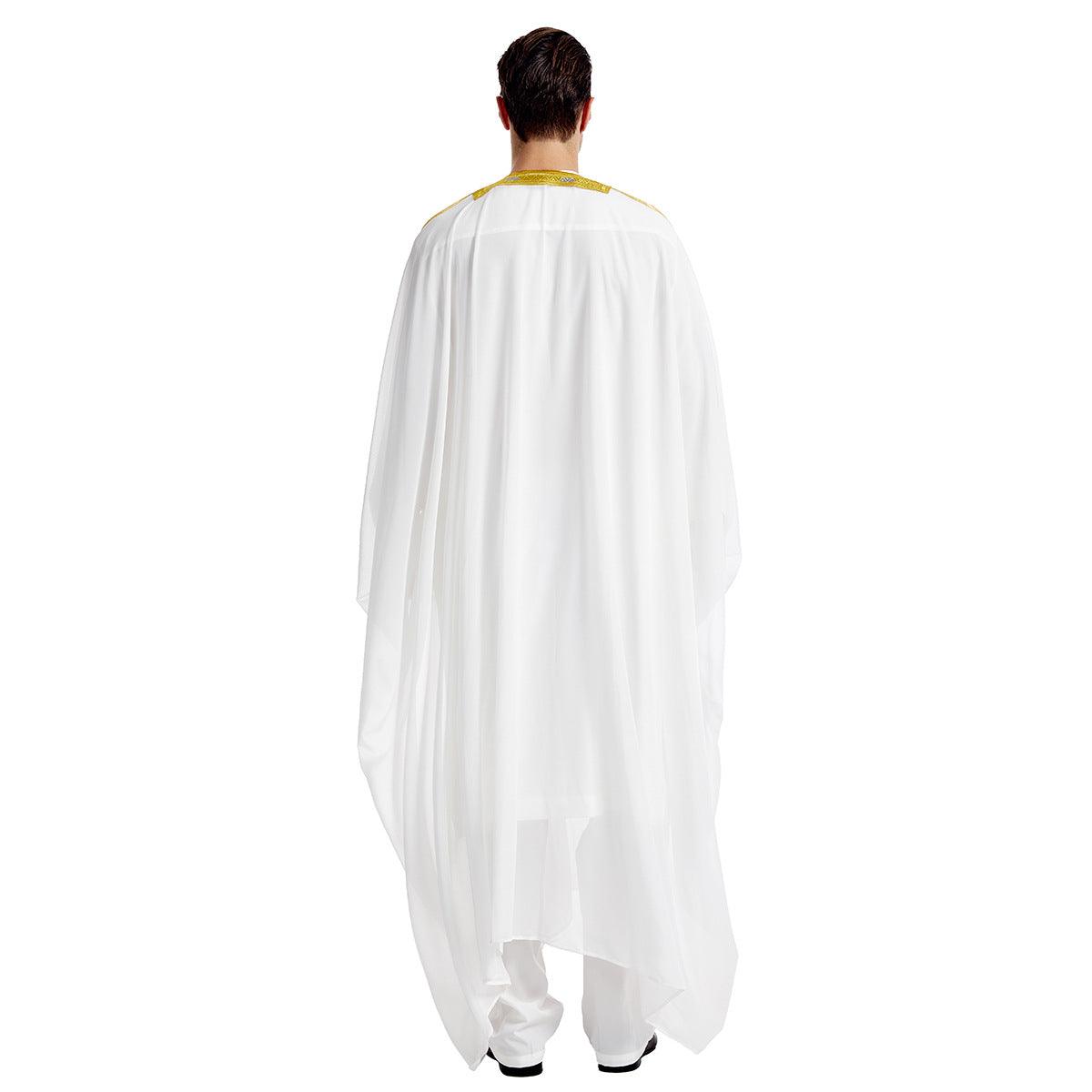 Men's Robe Arabic Embroidered Long Sleeve Tassel Golden Balls Chiffon Shawl