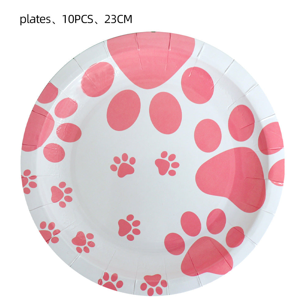 Dog Paw Party Tableware Set – Birthday Plates, Cups, Cutlery & Decorations