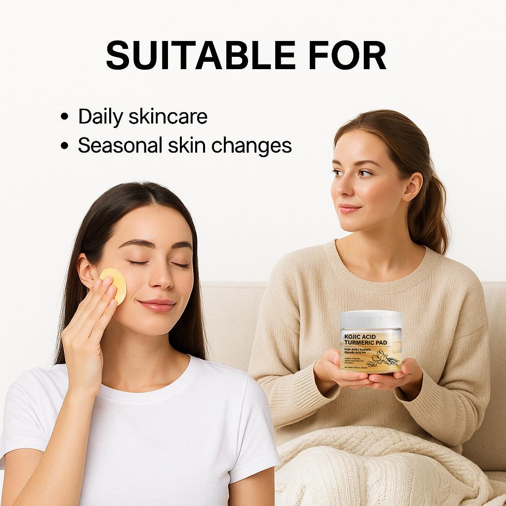 Kojic Acid Turmeric Purifying Toner Pads 70-Pack Brightening Body & Face