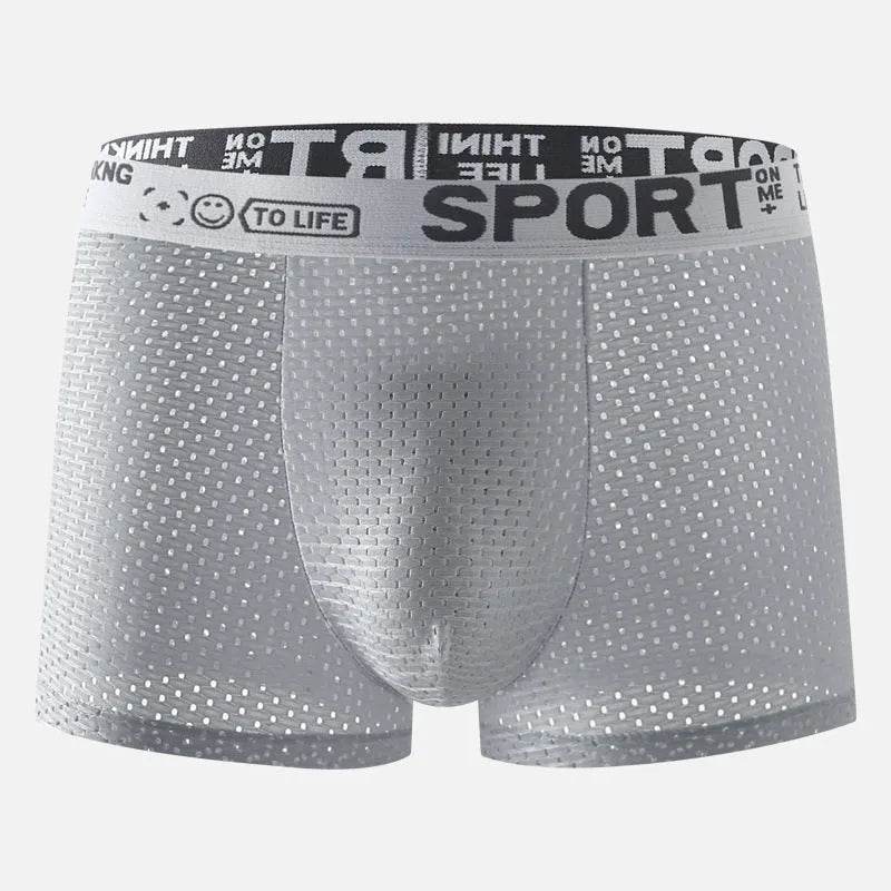 Men's Underwear Mid Waist Mesh Ice Silk Mesh SPORT Boxer Brief