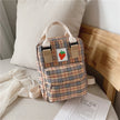 Fashion Mini Cartoon Plaid Children's Backpack – Cute Strawberry Canvas Bag for Kids