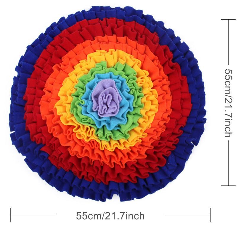 Rainbow Dog Snuffle Mat – Interactive Nose Work Puzzle Toy for Slow Feeding & Mental Enrichment