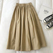 Solid Color Women Workwear Pleated Midi Skirt