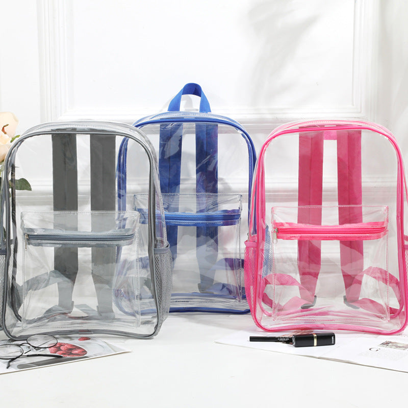 Clear PVC Transparent Backpack – Large Capacity Stadium Approved School & Travel Bag