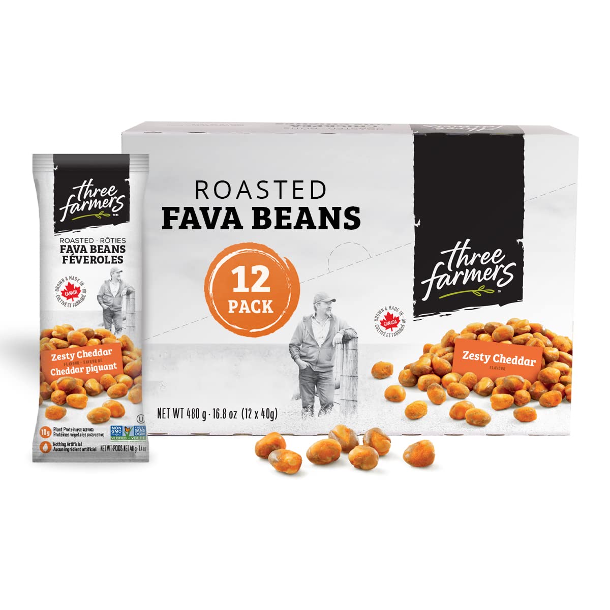 Three Farmers - Roasted Fava Beans - Zesty Cheddar (140g)