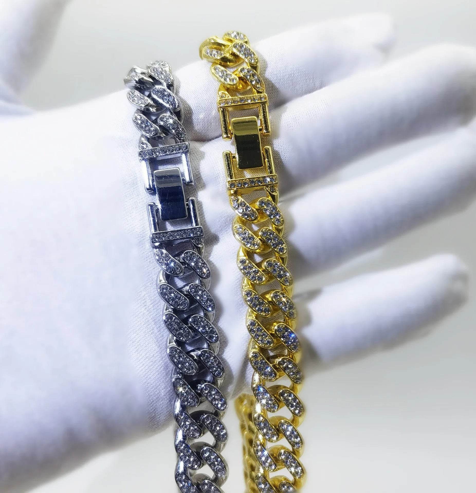 Flat Cuban Link Chain Diamond Bracelet