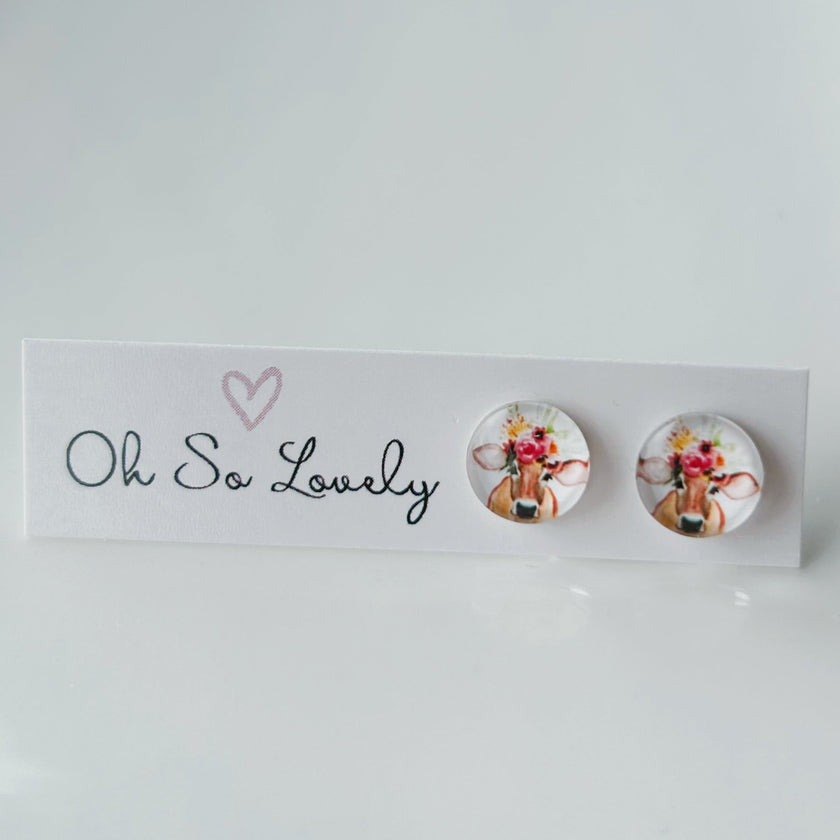 Nellie the Cow Stud Earrings