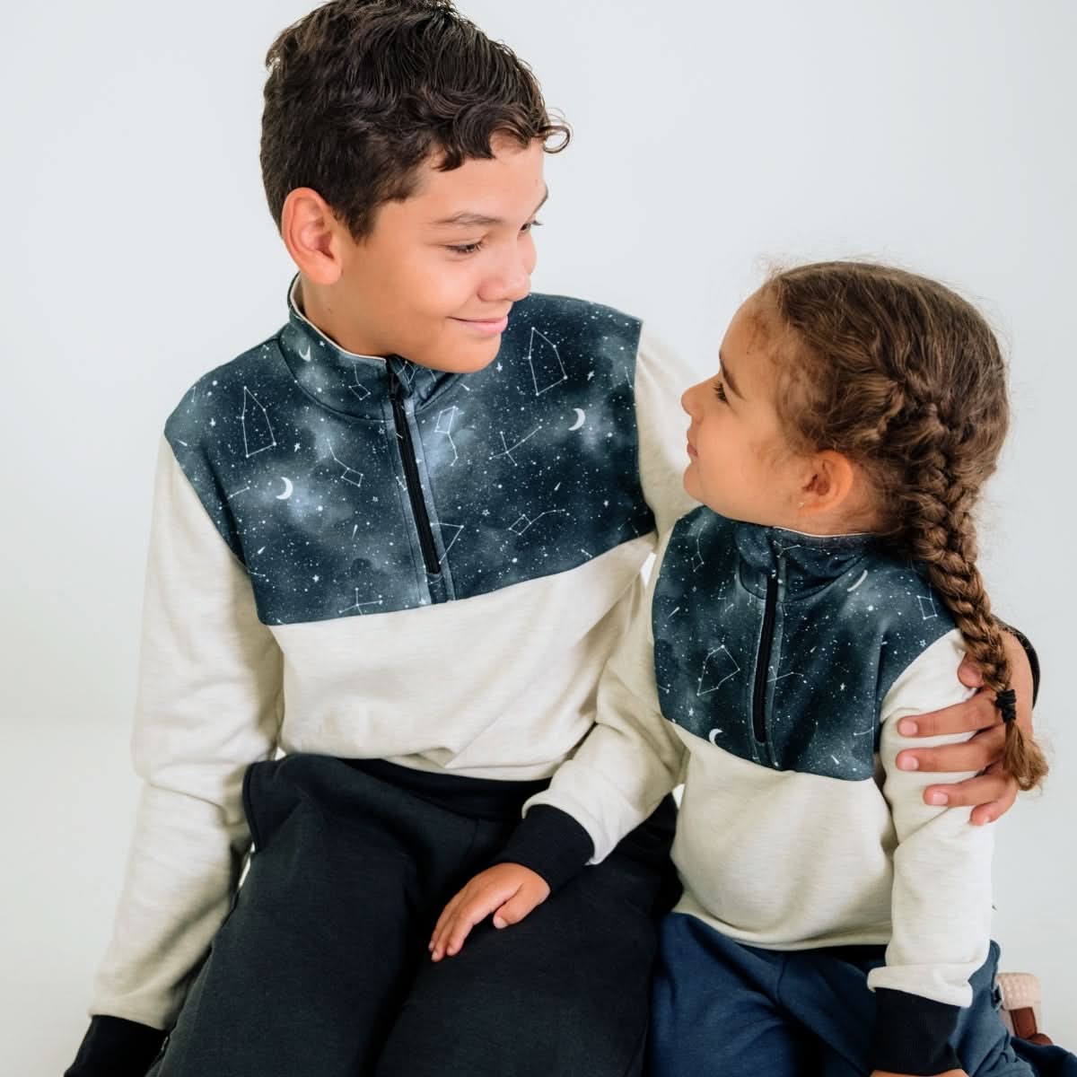 Youth Bamboo Fleece Half-Zip | Sage With Outer Space