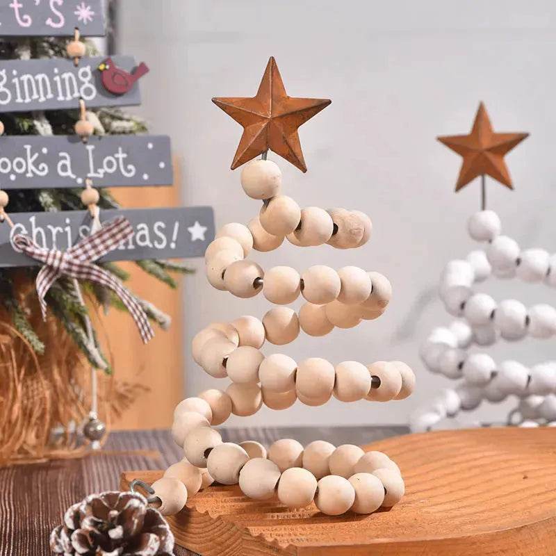 Creative Wooden  DIY Twine Wooden Bead Christmas Tree decorations Ornaments