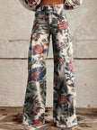 Graphic Printed Pants for Women – Stretch Denim Look Casual Trousers