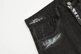 Punk Waste Soil Distressed Men Denim jeans pant Straight-leg Trousers