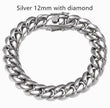 Men's Cuban Link Chain Titanium Steel Silver Bracelet
