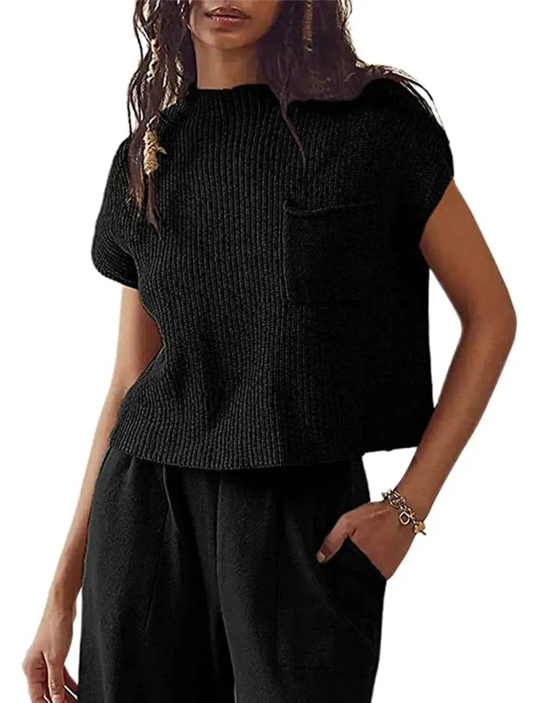 Women Knitted short Sleeve Pullover Tops for women