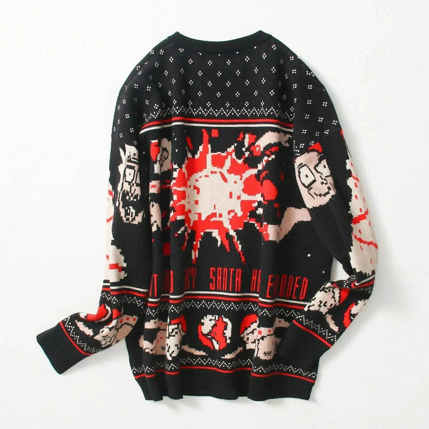 Funny Christmas sweater couple loose jacquard sweater