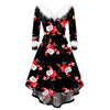 Women's Christmas Long Sleeve V-neck Irregular Dress