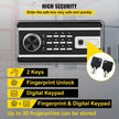 High Security Safe Box, 2.1 CU.FT Fingerprint Safe Box 2 Keys & Digital Keypad, Q235 Steel Safe Box