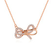 Women's Bow Tie Pendant Collarbone Necklace – Rose Gold & White Gold