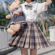 Student Jk Plaid Skirt Preppy Style Mini Pleated  Kilt Skirt