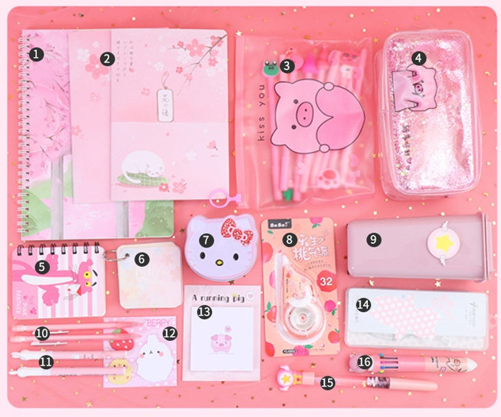 Girls' Pink Stationery Gift Set – Back to School Supplies Box for Elementary & Middle School