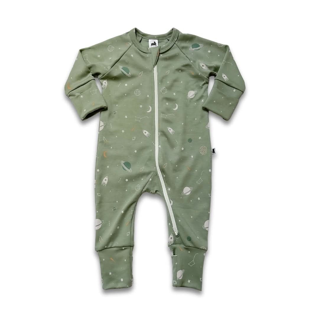 Bamboo Baby Zipper Footed Onesie | Night Sky