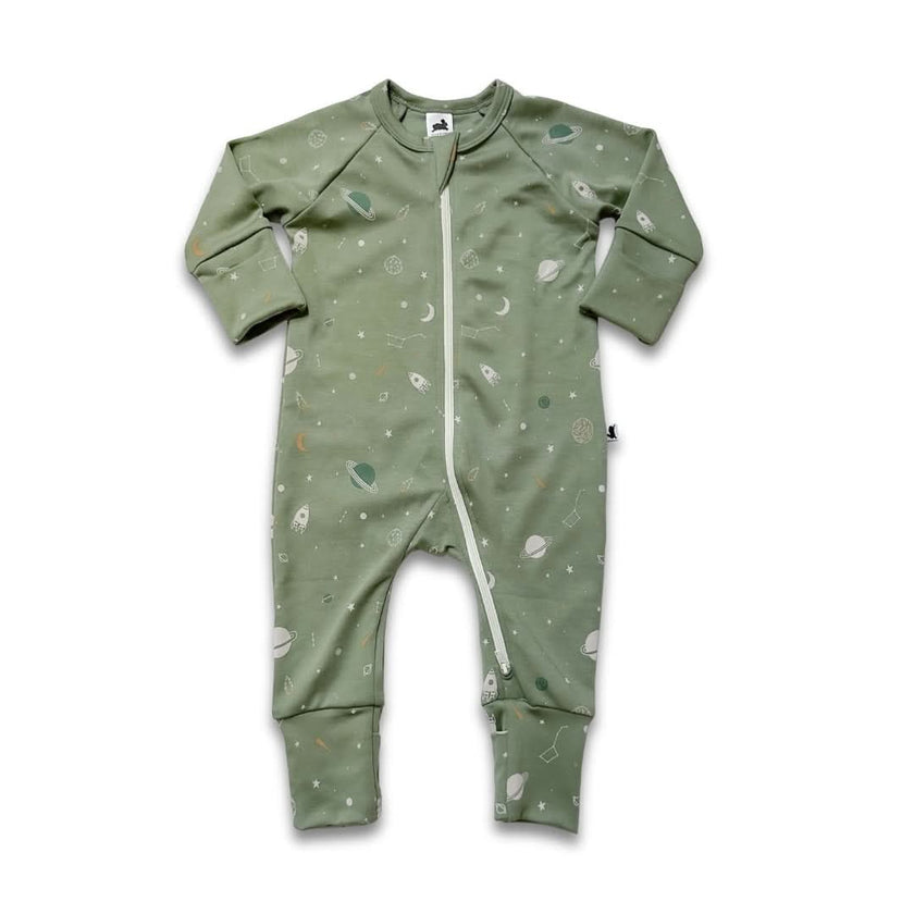 Bamboo Baby Zipper Footed Onesie | Night Sky