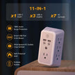 7-Outlet Power Bar with 4 USB Ports – IP67 Wall Socket Charger