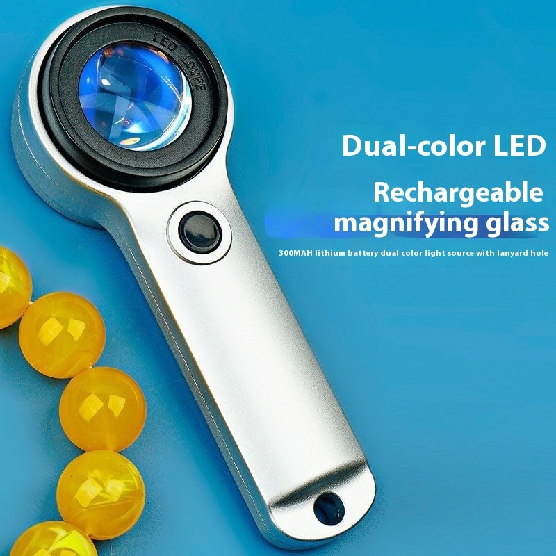 60x LED Magnifying Glass with USB Charging & Pushbutton Switch – 30mm Lens