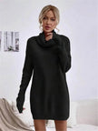 Autumn Winter Solid Cashmere  Loose  Mini Turtleneck sweater Dress