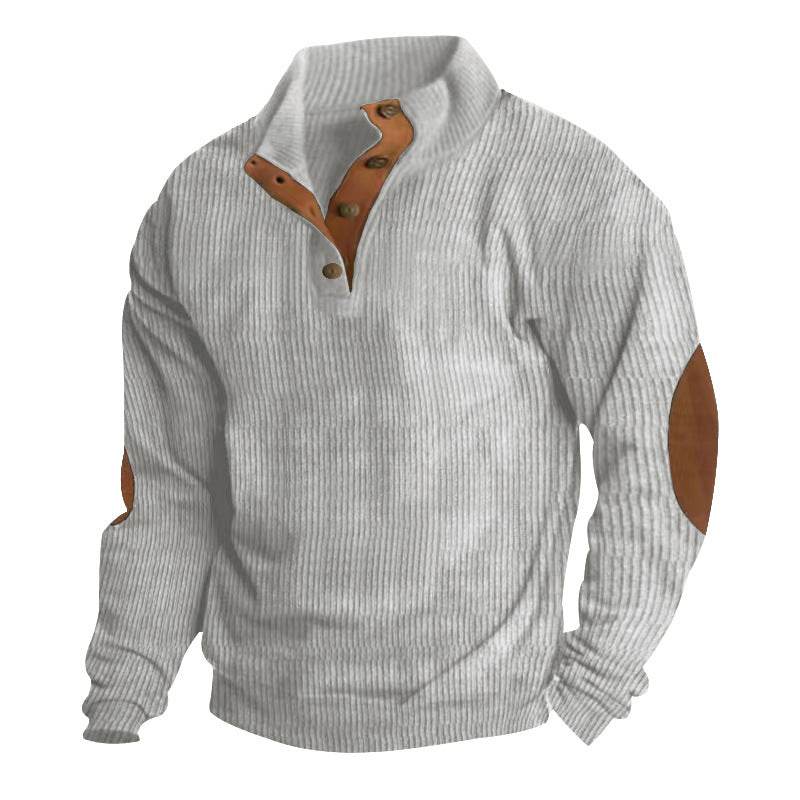 Corduroy Casual Stand Collar Long-sleeved Sweater men
