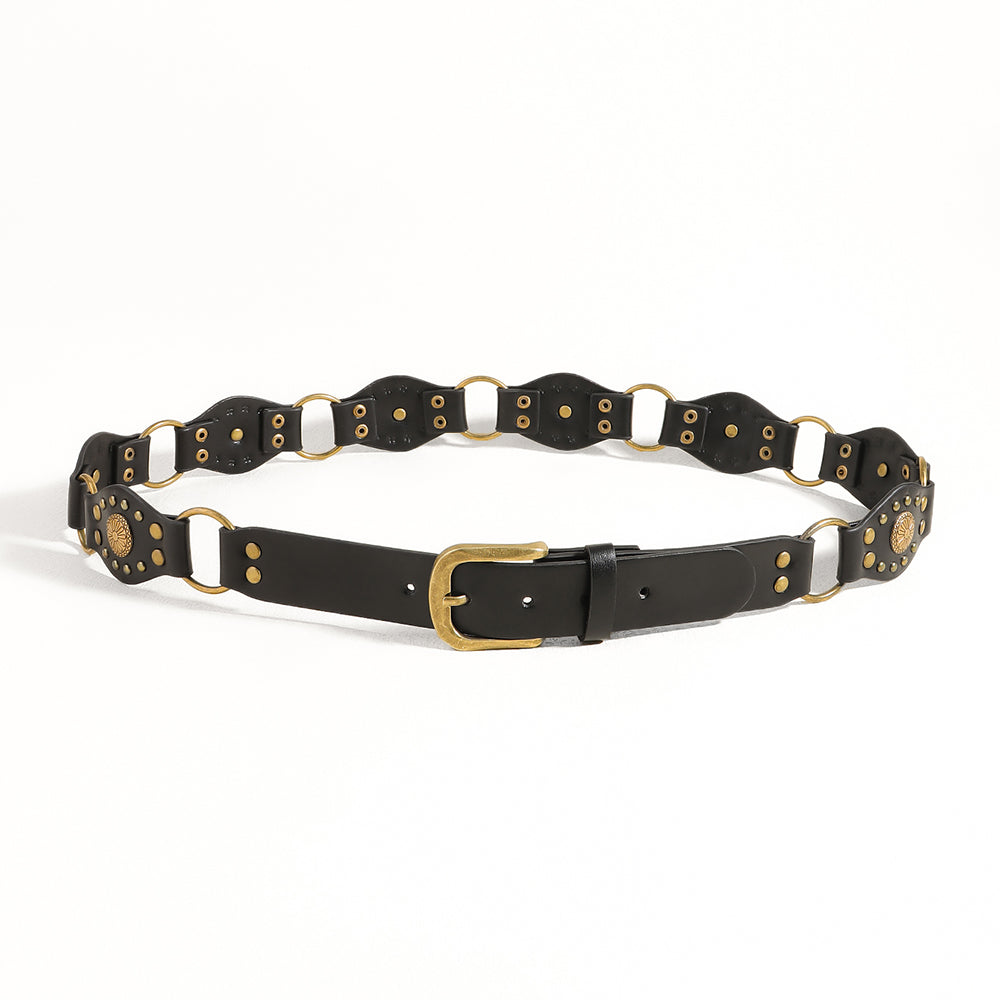 Vintage Riveted Punk Belt – Alloy & PU Unisex Fashion Belt in 110cm & 120cm (12 Styles)