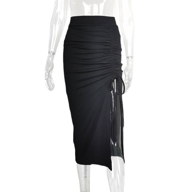 European And American Women's High Waist Hip Midi Split Skirt