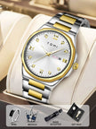 TOMI Diamond Encrusted Quartz Watch for Men – Stainless Steel Dress Watch