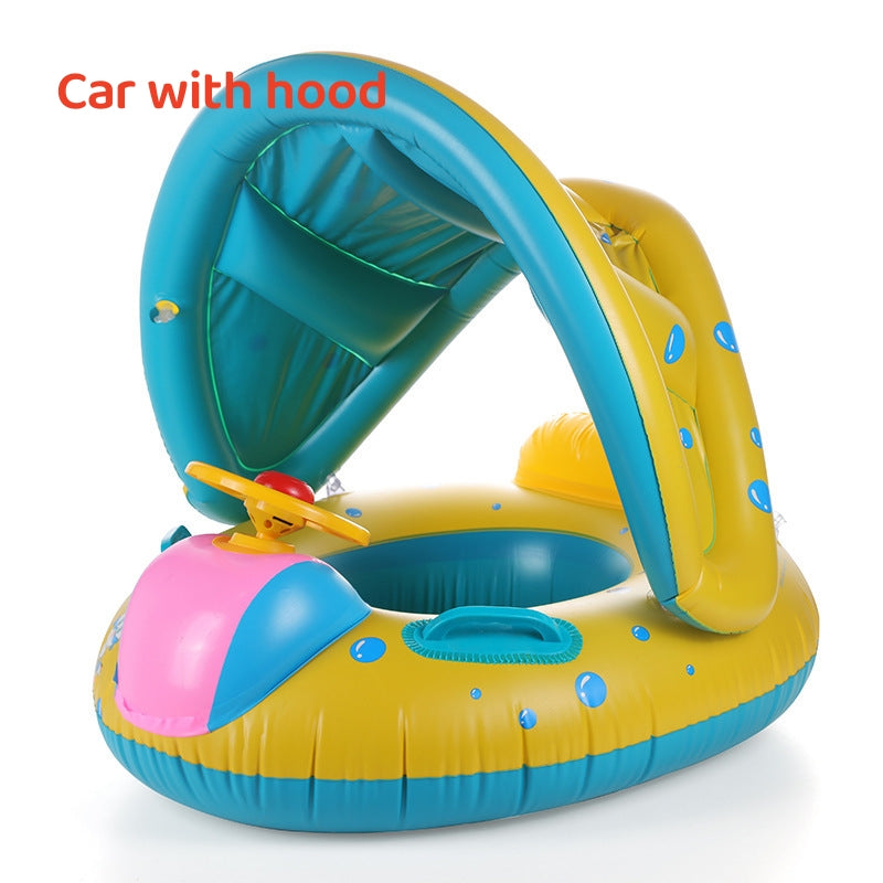 Large Thickened Car Boat Swimming Ring with Canopy | Kids Inflatable Pool Float Canada