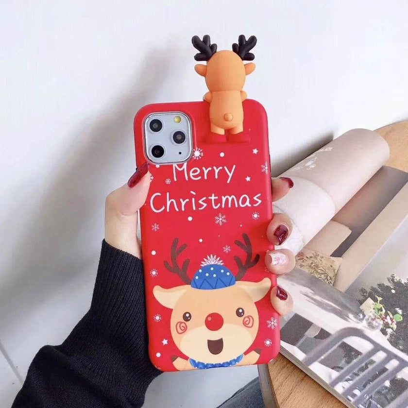 Merry Snowflakes Santa Deer Christmas-themed phone case