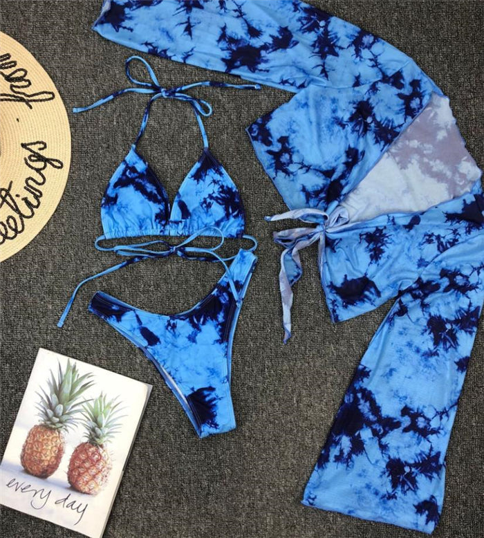 Women's Bikini Swimsuit Set – Padded Two-Piece in Blue, Green, Pink & Leopard (S–L)