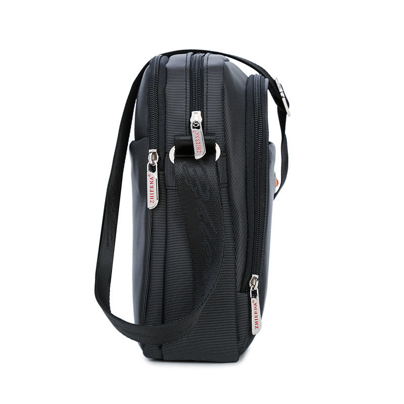 Men's Oxford Cloth Messenger Bag – Shoulder & Crossbody, Black & Brown