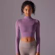 Quick Drying Gym Slim Fit Mesh Turtleneck Long Sleeve Workout Crop Top