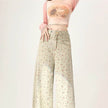 Mint Mambo Green Floral Baggy Jeans Pant For Women