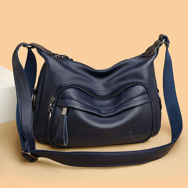 Women's Multi-Pocket PU Leather Shoulder Bag – Large Capacity Crossbody Hobo