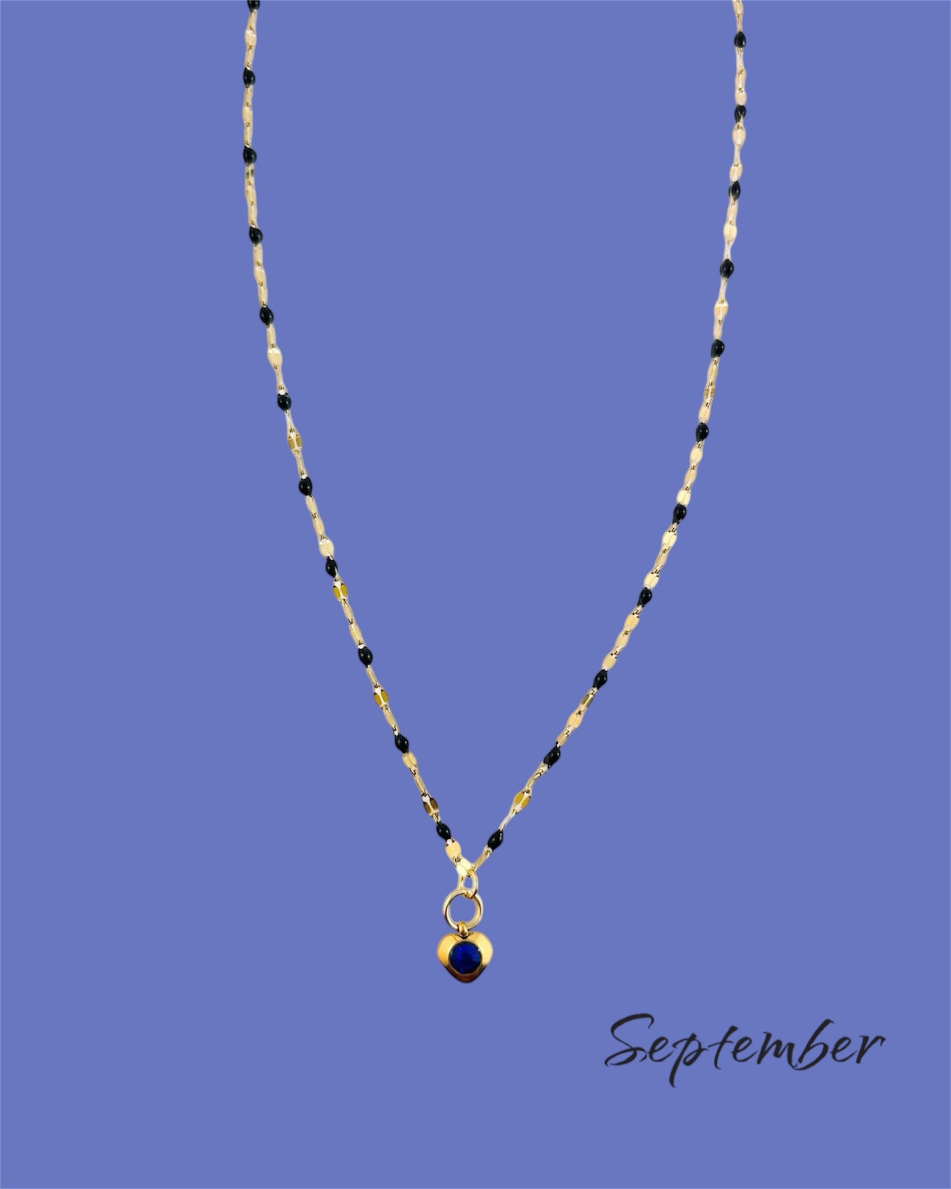 Heart Stone Necklaces in gold - various birthstone colours