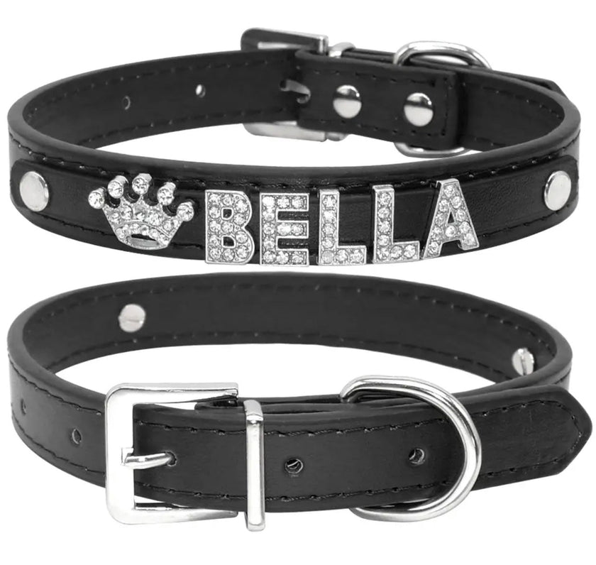 Midnight Crown Name Dog Collar | Customized Dog Collar