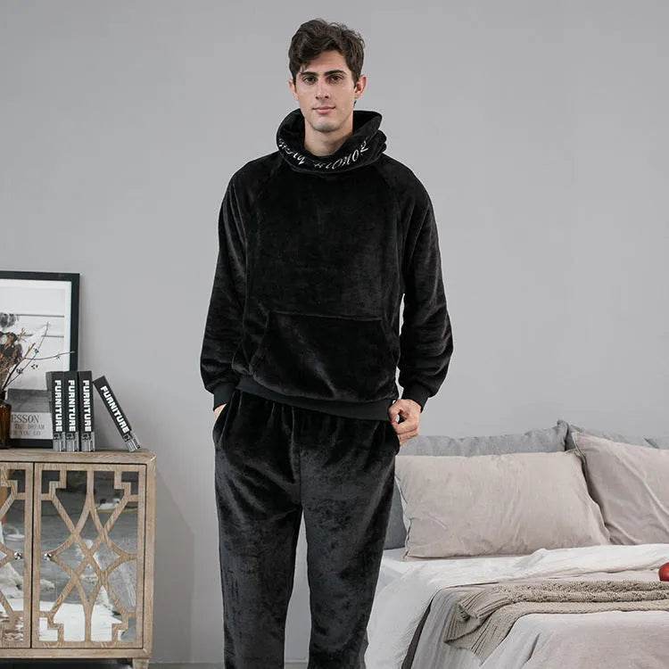 Men's Hooded Warm And Thickened Pajamas Suit