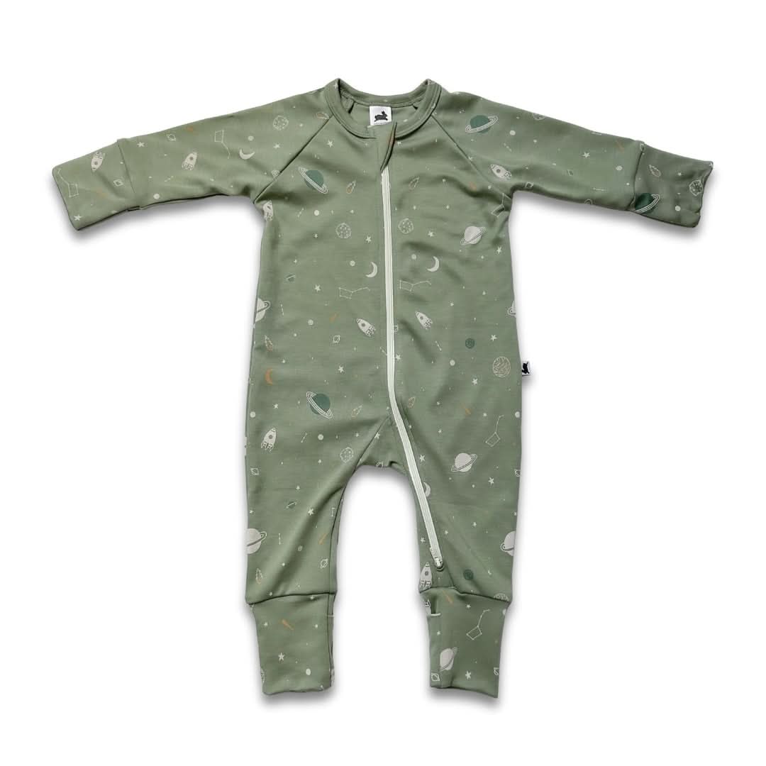 Bamboo Baby Zipper Footed Onesie | Outer Space