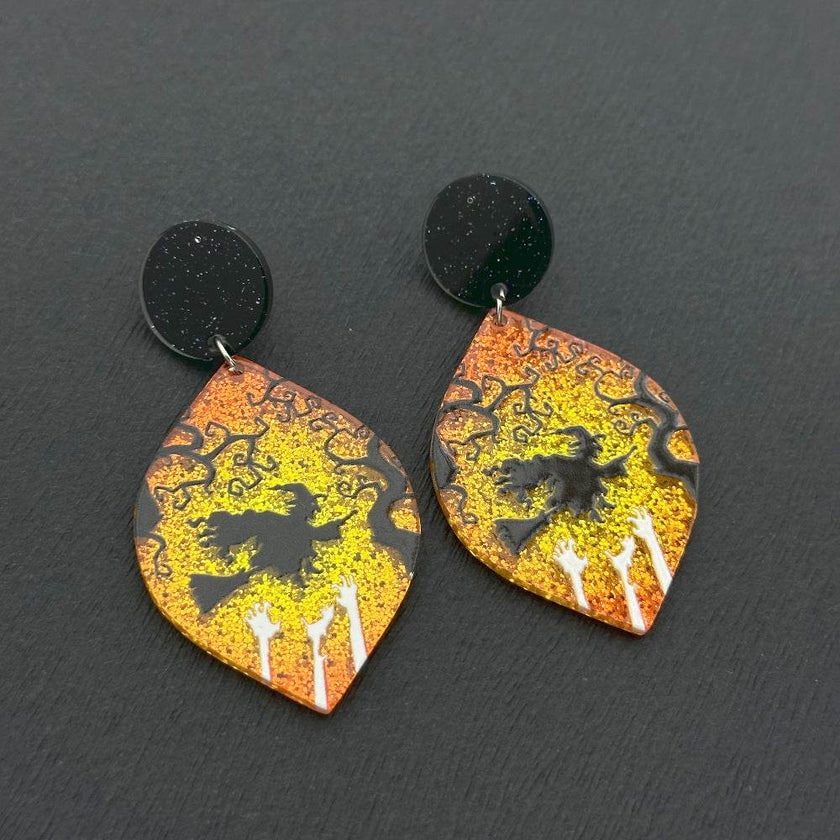 Halloween Day Ornament Colorful Ghost Eyes Funny Acrylic Earrings For Women