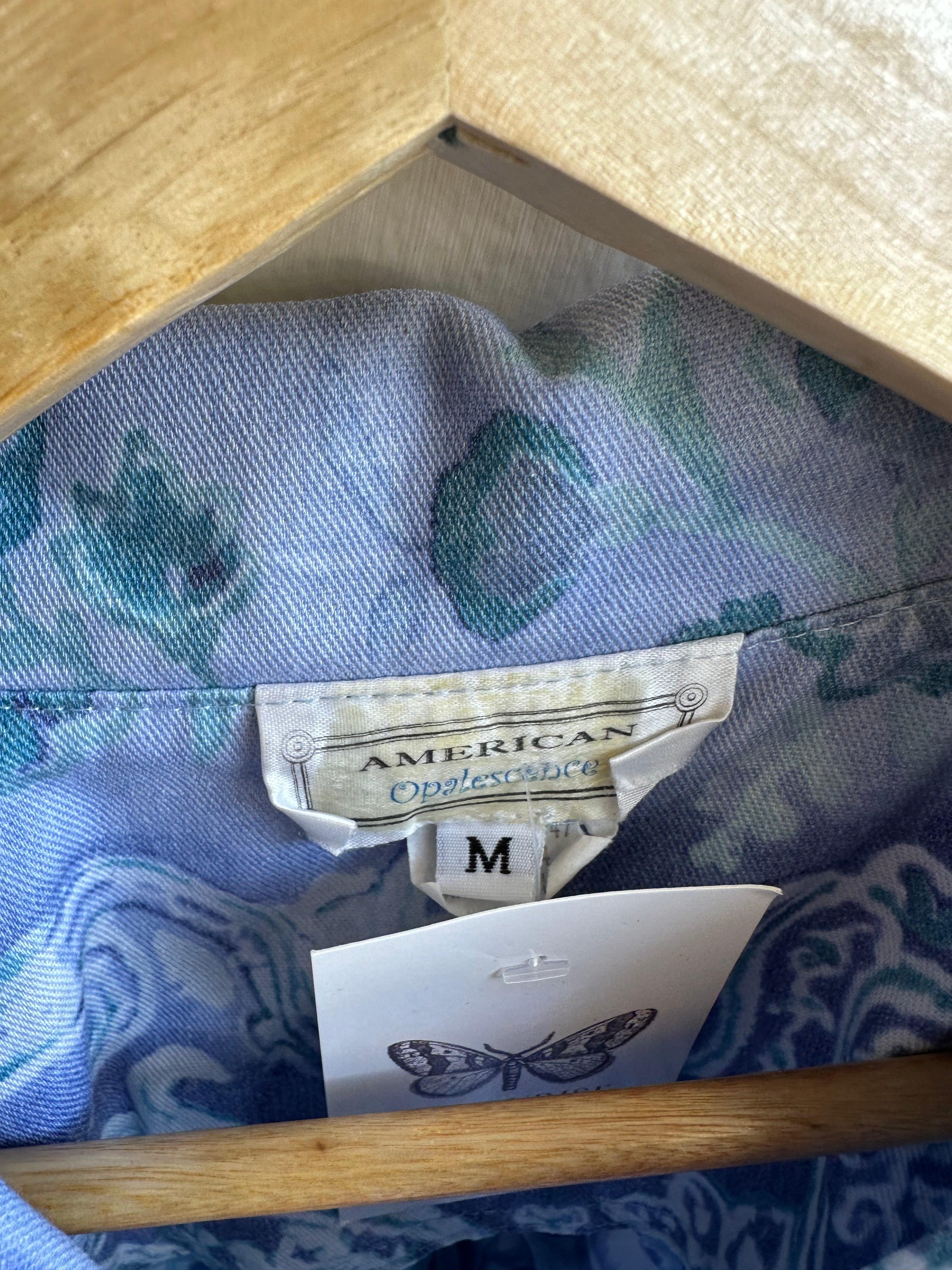 Vintage Sheet Western Shirt | Blue Paisley Bloom | Size Medium