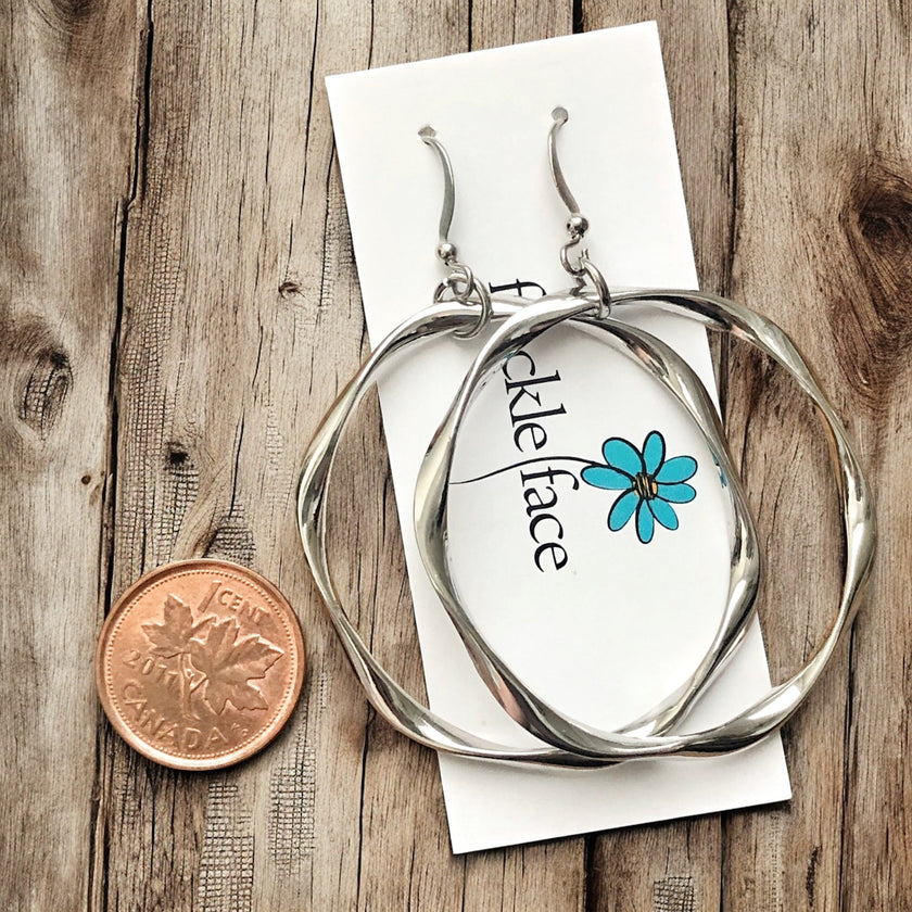 Lightweight Twisted Hoop Earrings – Non-Tarnish Rhodium Plated