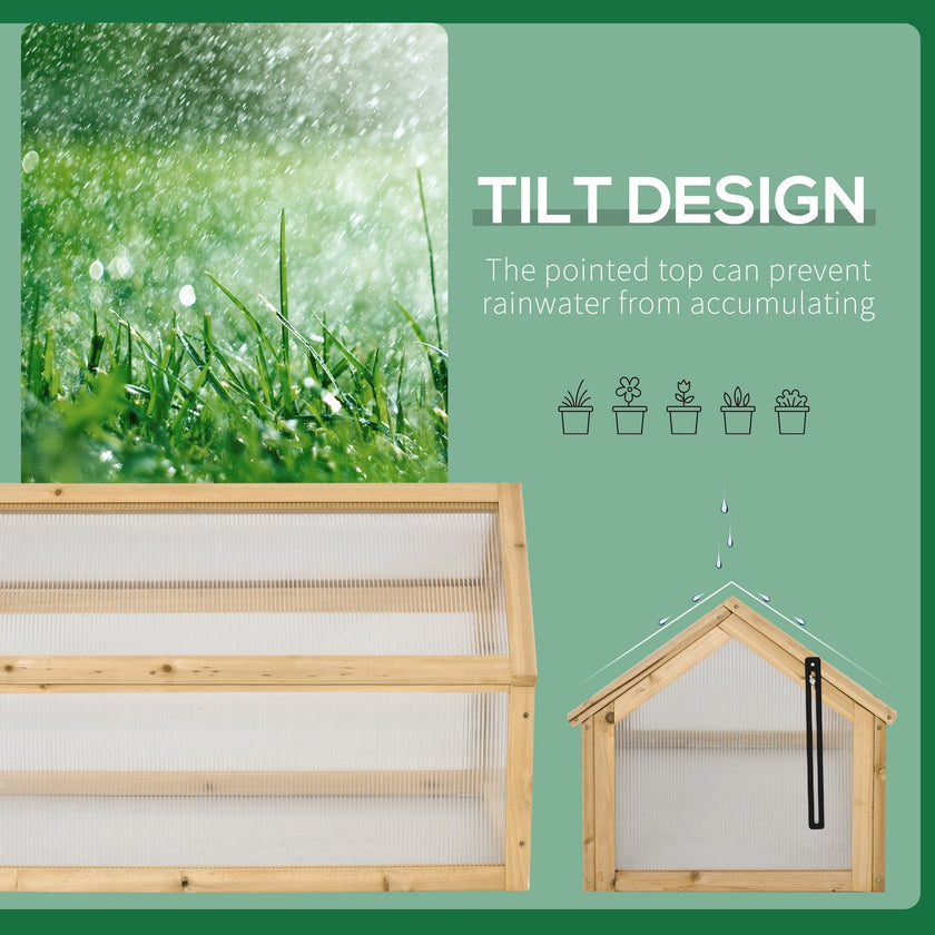 Outsunny Grow House Wooden Cold Frame Greenhouse Portable Raised Planter with Openable Top 35.5