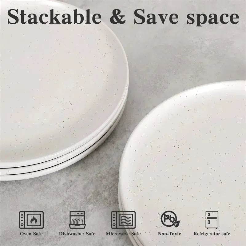 6PCS Flat Ceramic Steak Plate Salad Plates