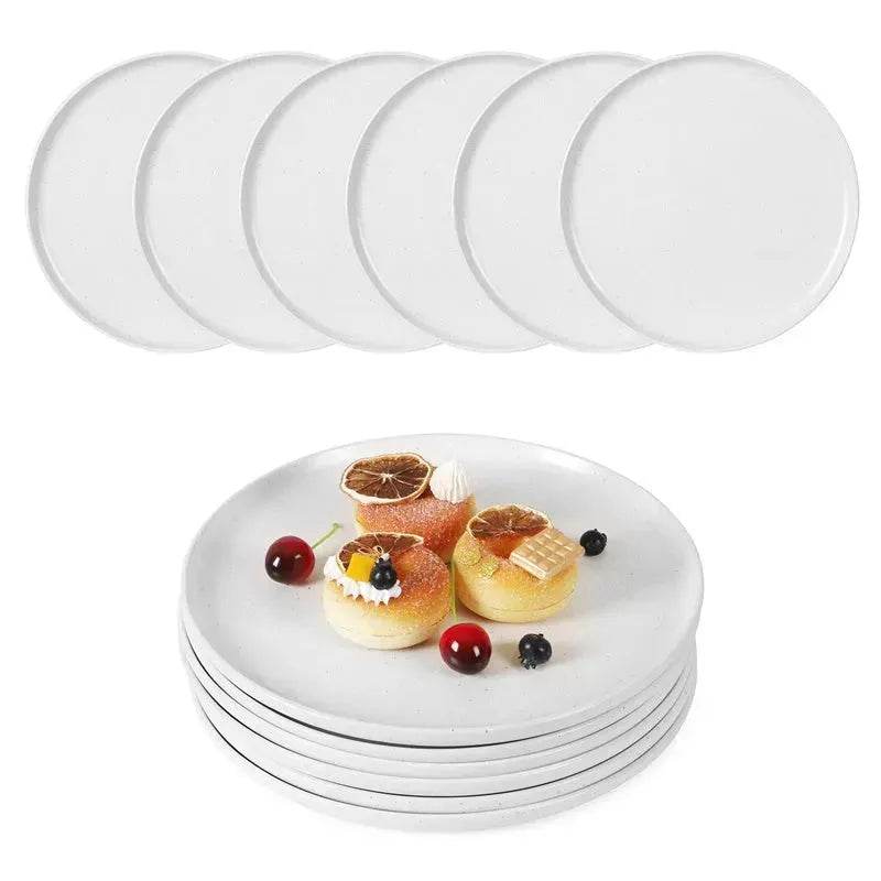 6PCS Flat Ceramic Steak Plate Salad Plates
