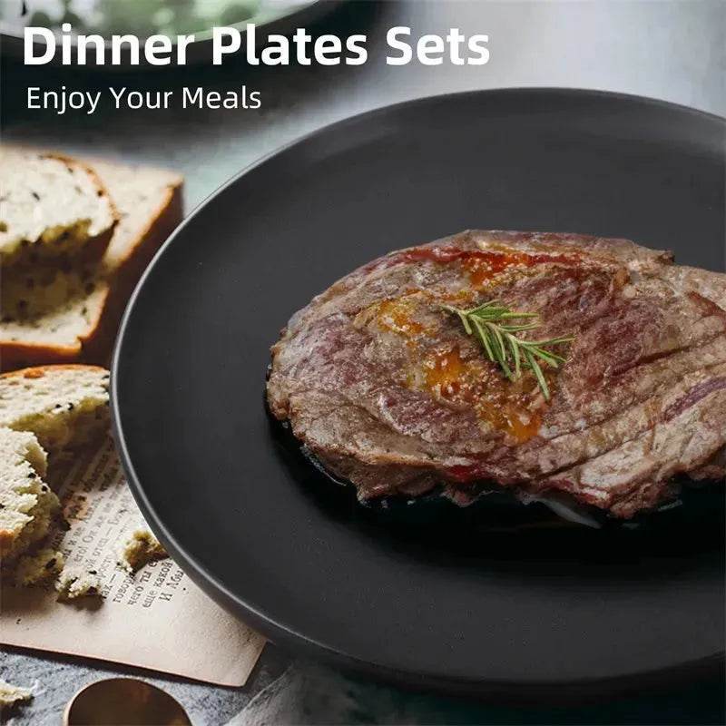 6PCS Flat Ceramic Steak Plate Salad Plates